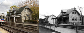 Photos of the Swarthmore train depot now and then.